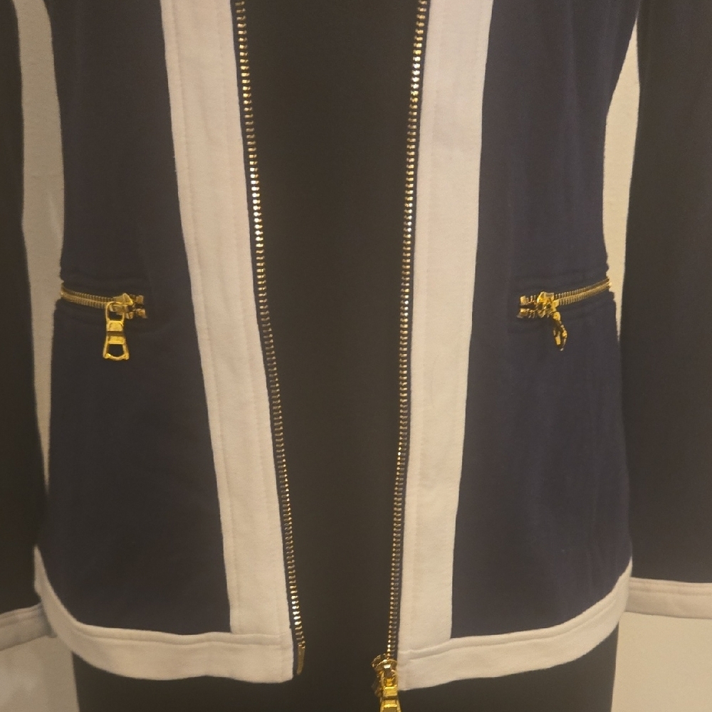 BOSTON PROPER Navy and White Blazer - Picture 3 of 6